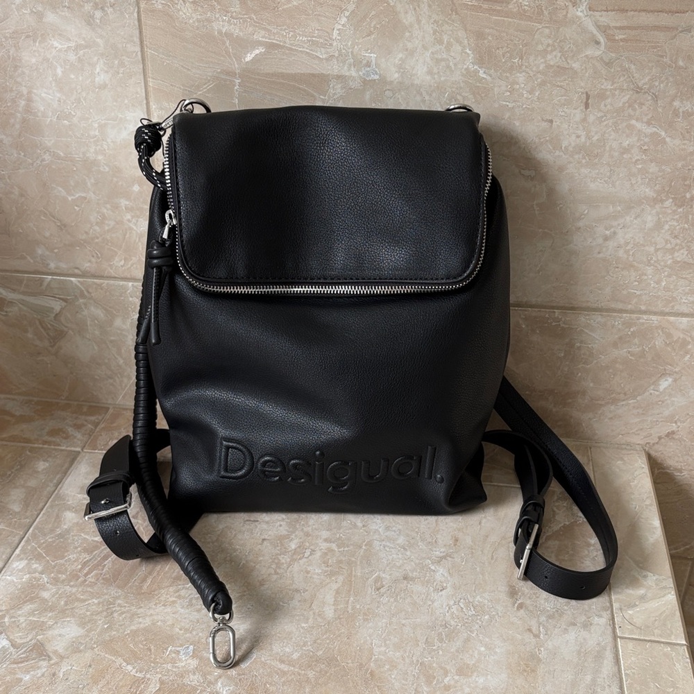 Desigual Black Textured Backpack